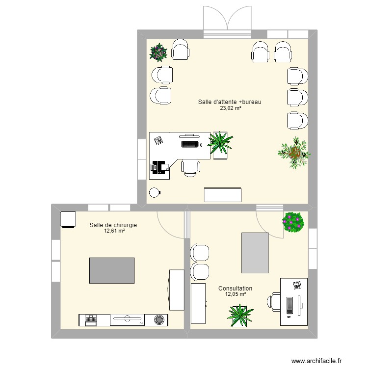 Plan vétérinaire Plan 3 pièces 48 m2 dessiné par Simaels