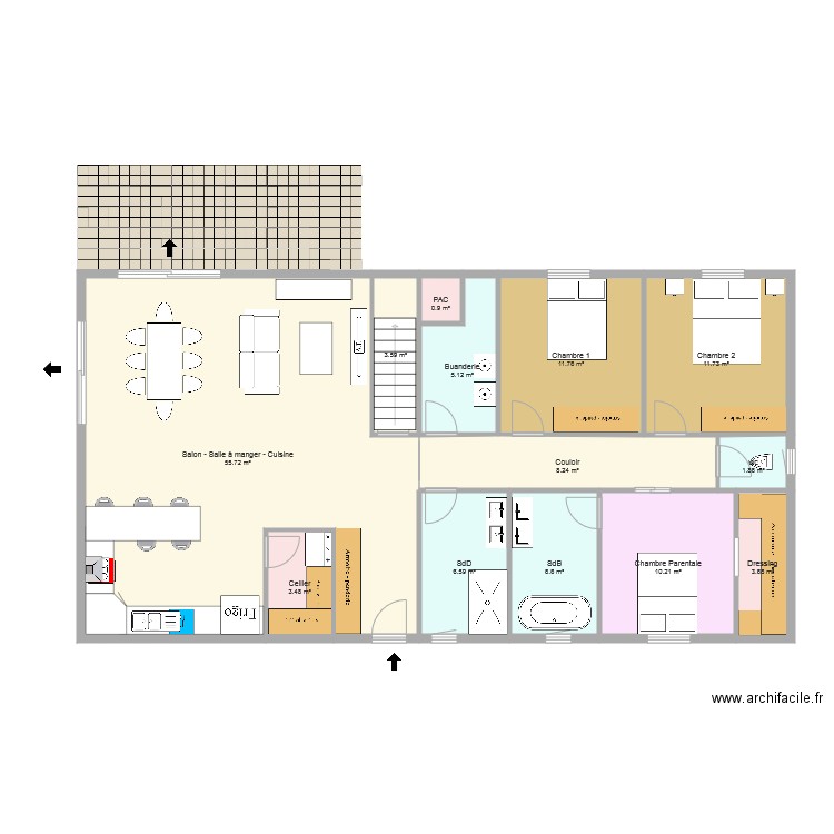 MAISON droite nouveau 3 CHAMBRES ss sol. Plan de 0 pièce et 0 m2