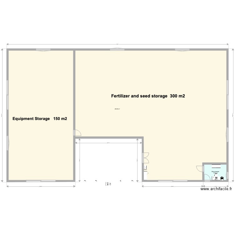 warehouse DIRPP. Plan de 2 pièces et 456 m2