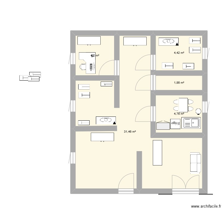 label retouche - Plan 5 pièces 47 m2 dessiné par aliciaa83