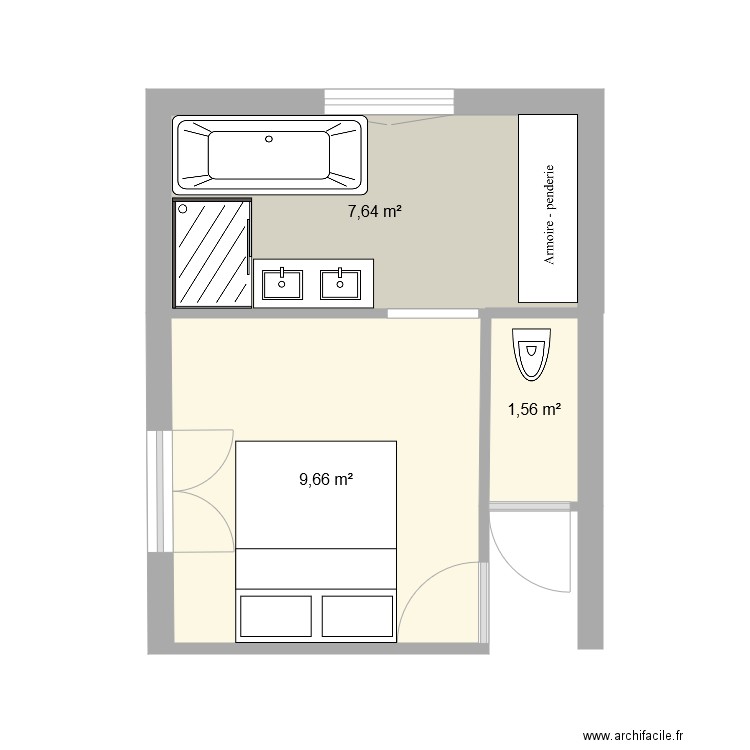 chambre parentale. Plan de 0 pièce et 0 m2