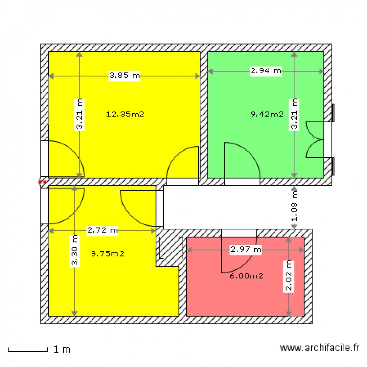 Etage refait - version 2 pièces. Plan de 0 pièce et 0 m2