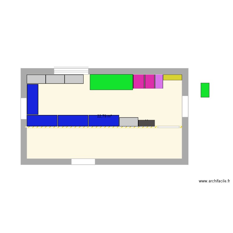 PLAN 3. Plan de 1 pièce et 23 m2