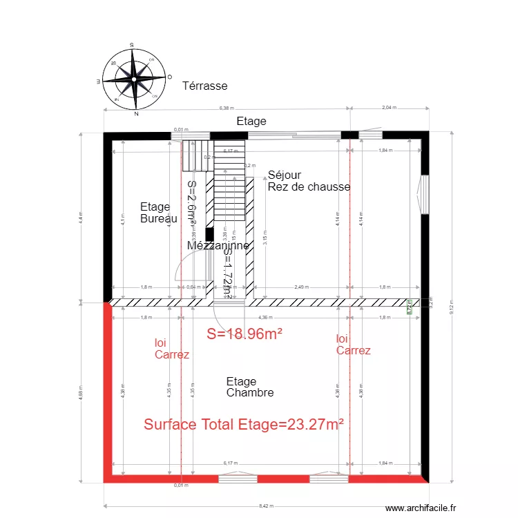 chalet 63 Etage loi carrez1. Plan de 