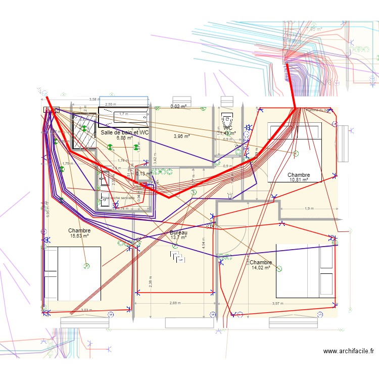 ELEC V12. Plan de 16 pièces et 208 m2