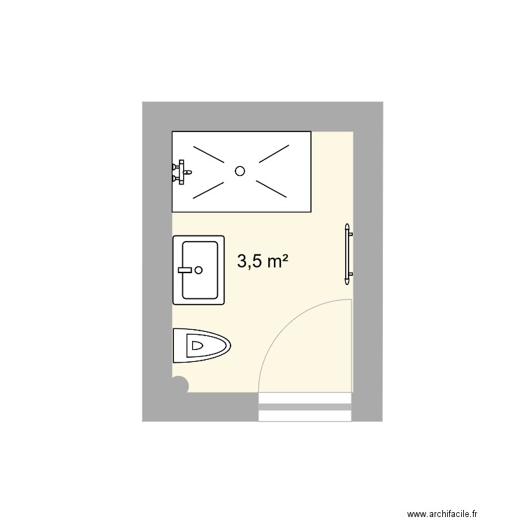 SDB liolio. Plan de 1 pièce et 4 m2