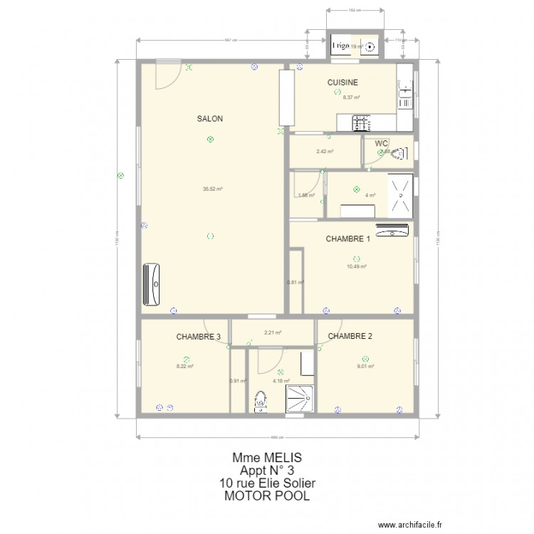 melis. Plan de 0 pièce et 0 m2