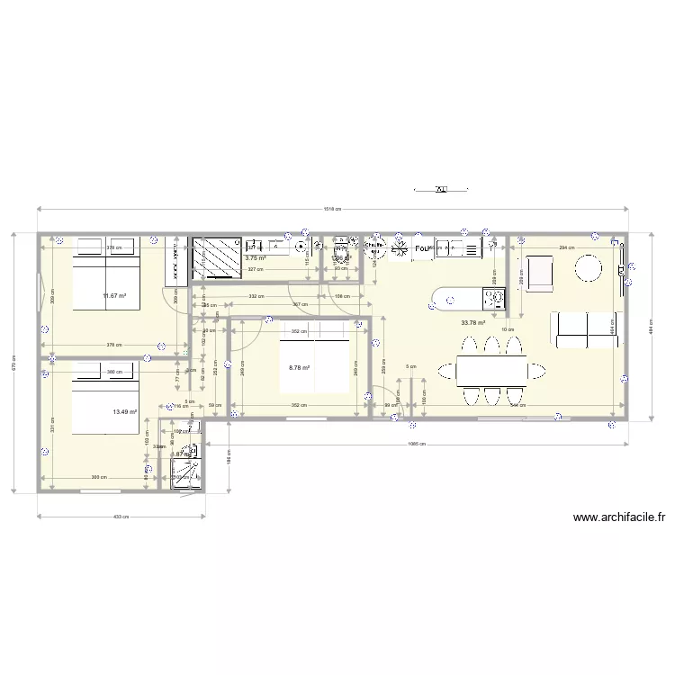 Appart Jujubier 3. Plan de 