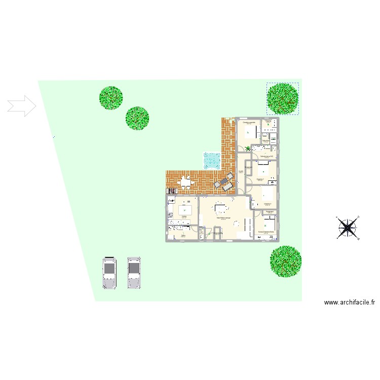 Maison palmier - Cellier. Plan de 15 pièces et 118 m2