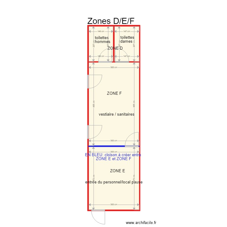 CLOISONNEMENT à créer  entre ZONE E et F rev 101218 coté. Plan de 0 pièce et 0 m2