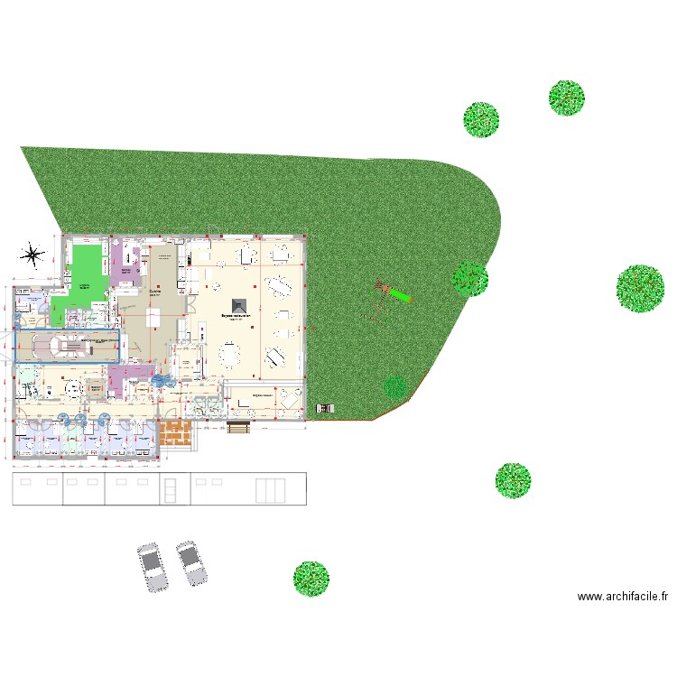 hangar 6. Plan de 25 pièces et 355 m2