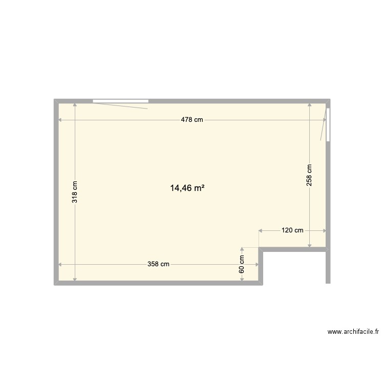 titre. Plan de 1 pièce et 14 m2