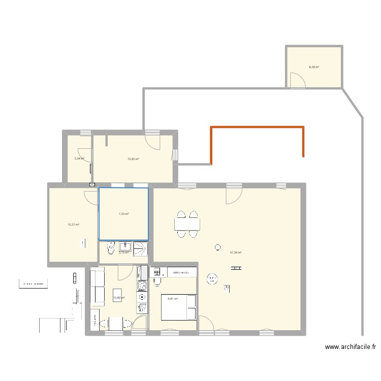 appart 2 v5. Plan de 9 pièces et 112 m2