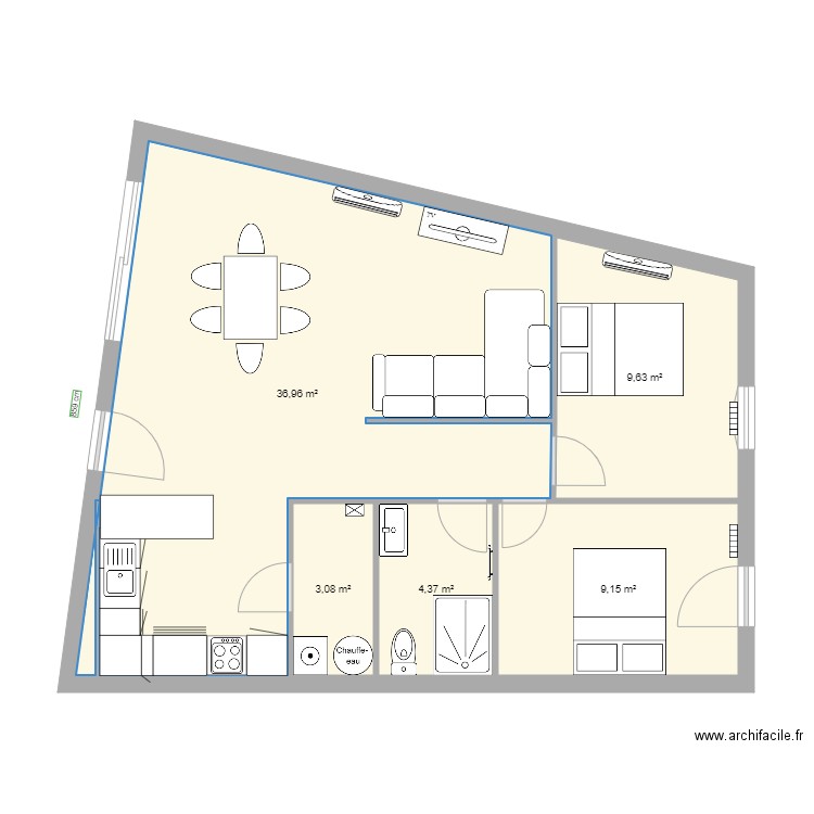 seb maison 4 meuble 2. Plan de 5 pièces et 63 m2