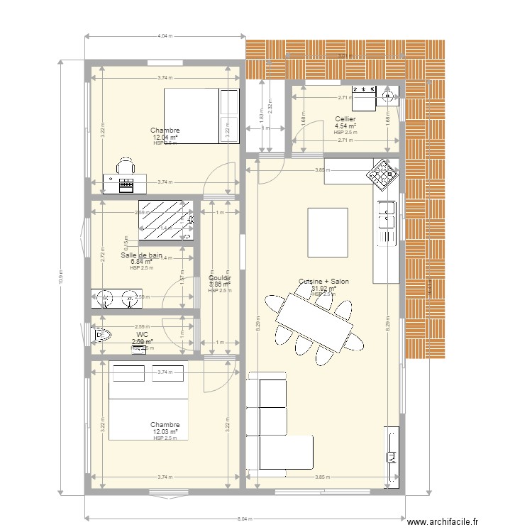 plan de maison F3. Plan de 0 pièce et 0 m2