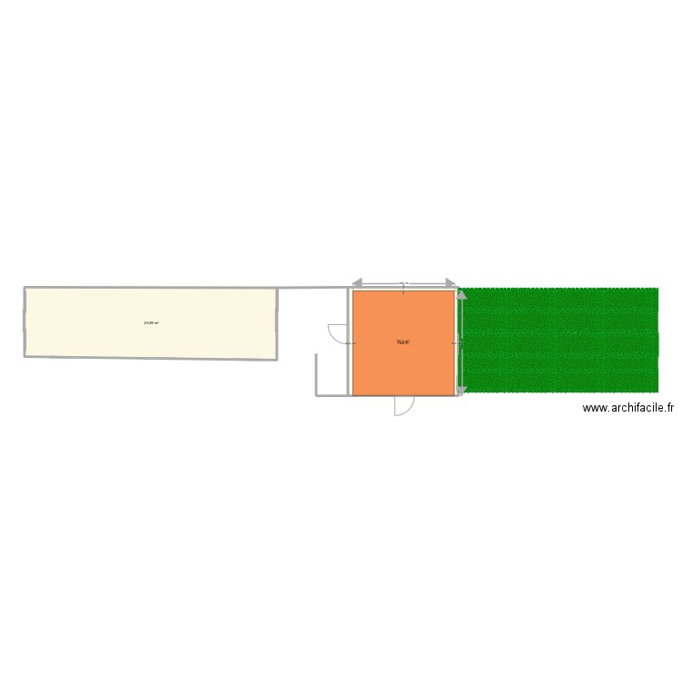 boucherie1. Plan de 2 pièces et 50 m2