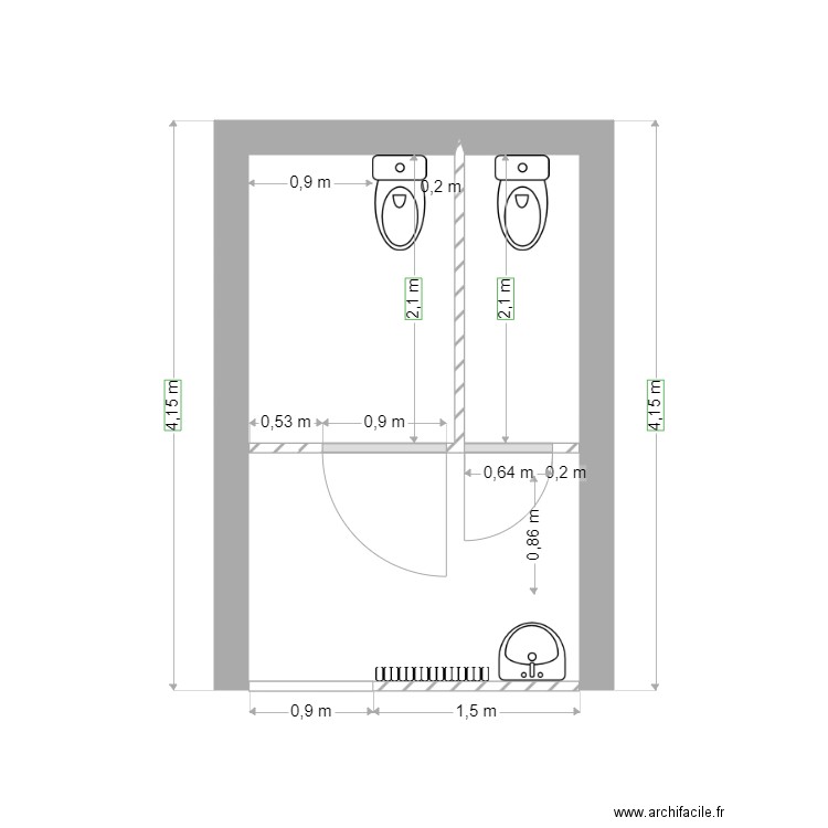 WC fanny version 2. Plan de 0 pièce et 0 m2