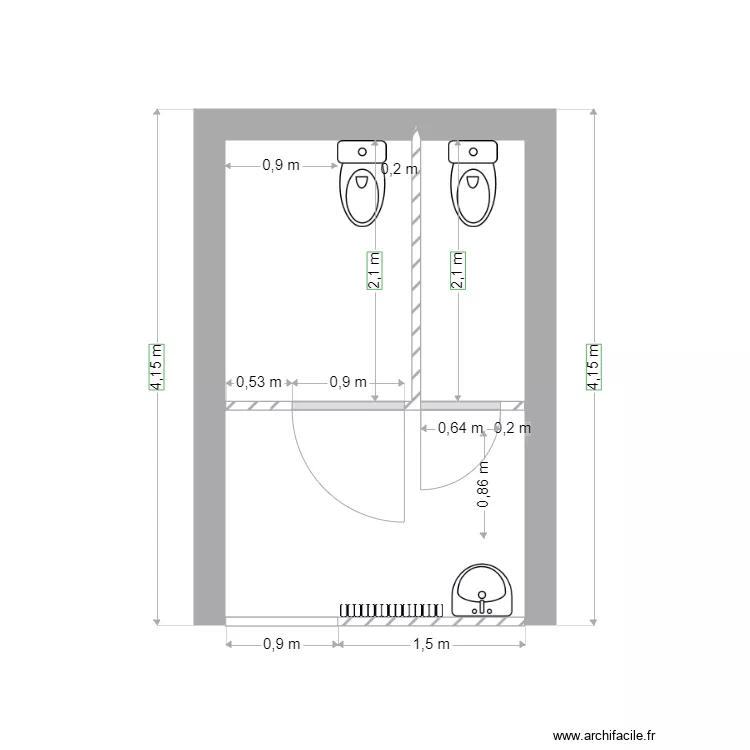 WC fanny version 2. Plan de 
