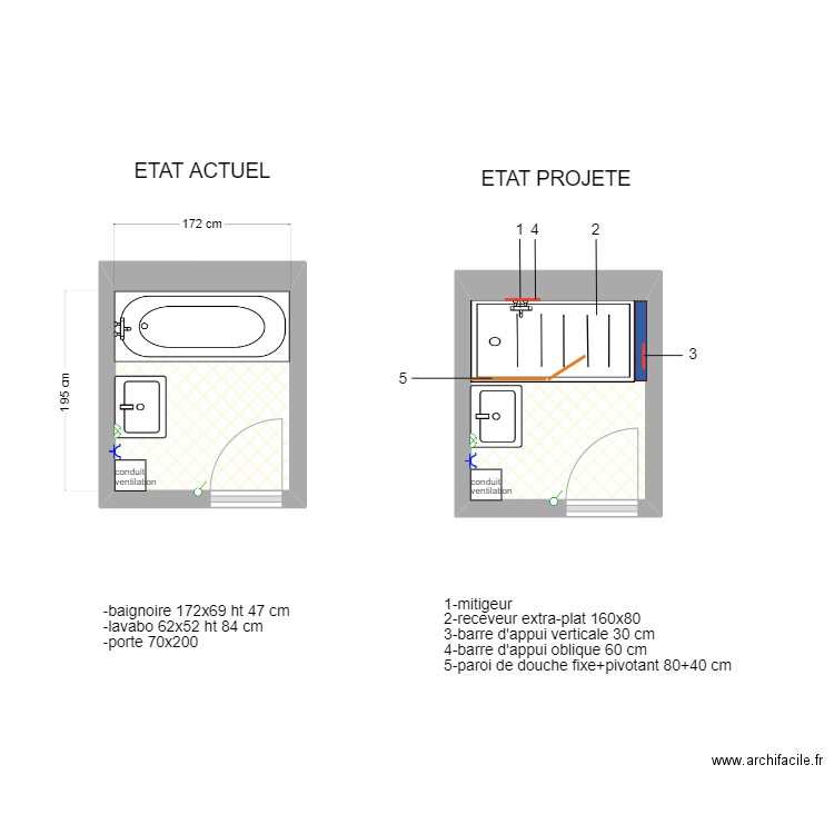 DELNERO. Plan de 2 pièces et 7 m2