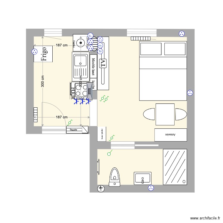 APPT 4 IDR Cognac . Plan de 3 pièces et 20 m2