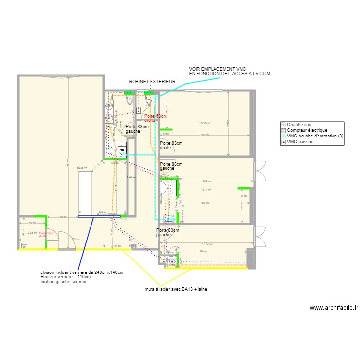 Fred pastorelli V1 CLOISONS et PLOMBERIE et VMC. Plan de 0 pièce et 0 m2