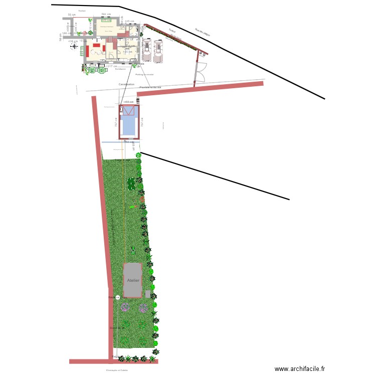 Plan de la propriété avec atelier 2022. Plan de 9 pièces et 220 m2