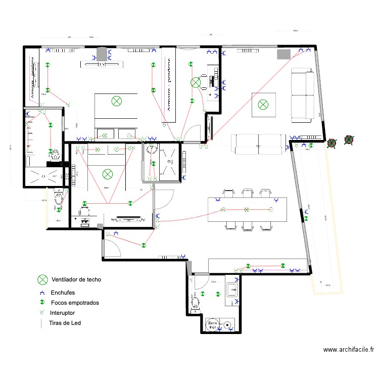 Gran de Gracia luz - Thibaut. Plan de 5 pièces et 16 m2