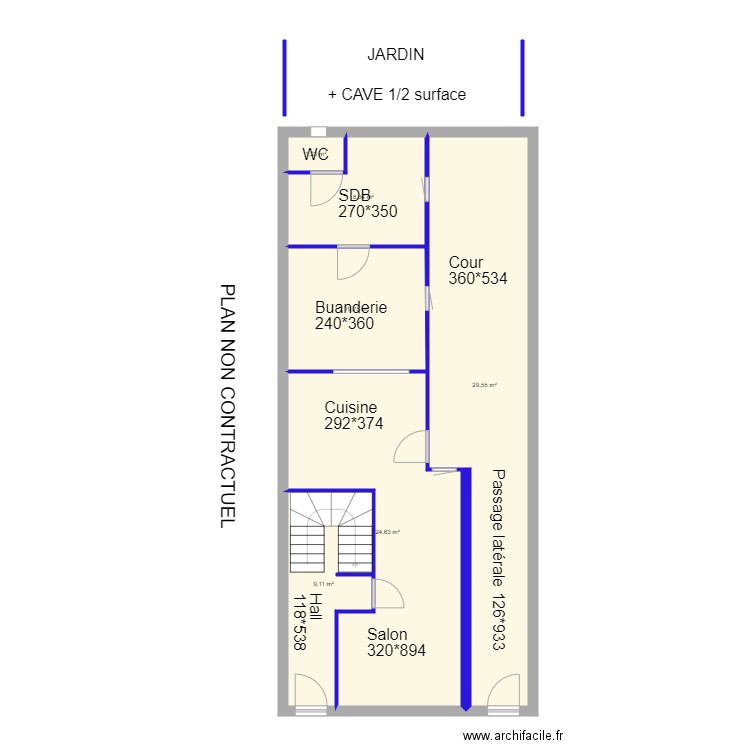 CHATELINEAU. Plan de 6 pièces et 83 m2