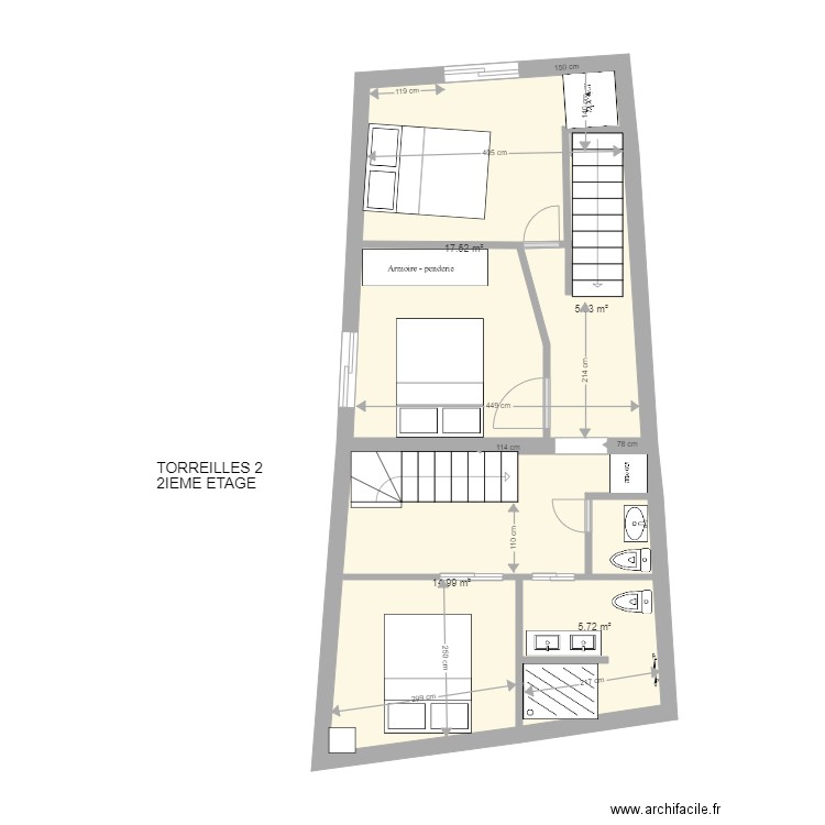 torreilles 2 2ième étage 2 chambres. Plan de 0 pièce et 0 m2