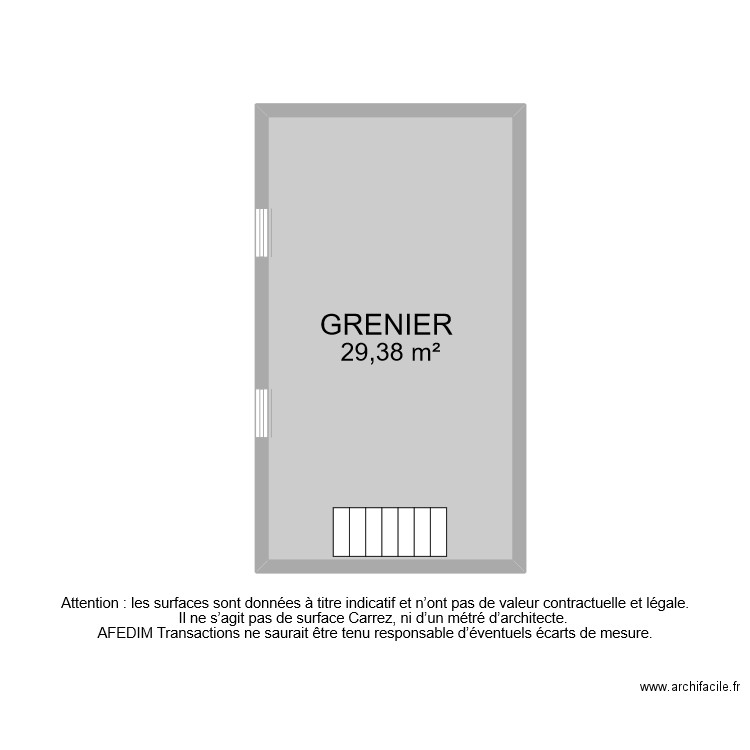 BI8790 GRENIER . Plan de 1 pièce et 29 m2