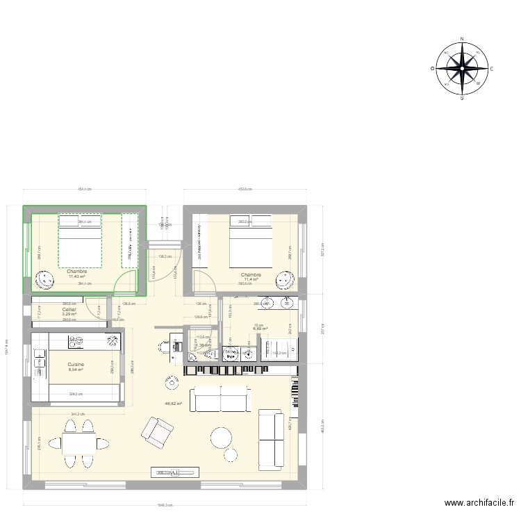 Petite Maison New. Plan de 7 pièces et 90 m2