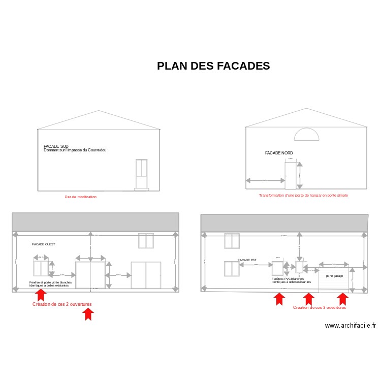 facades. Plan de 0 pièce et 0 m2