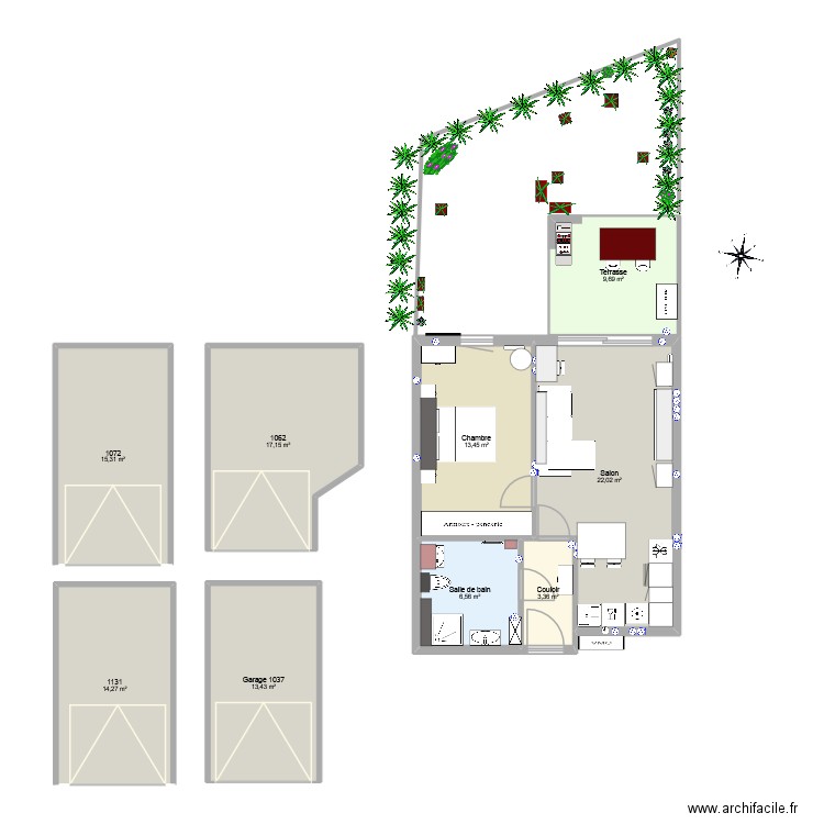 402. Plan de 9 pièces et 115 m2