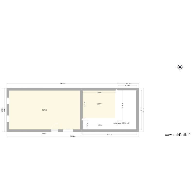 claire APRES TRAVAUX. Plan de 3 pièces et 105 m2