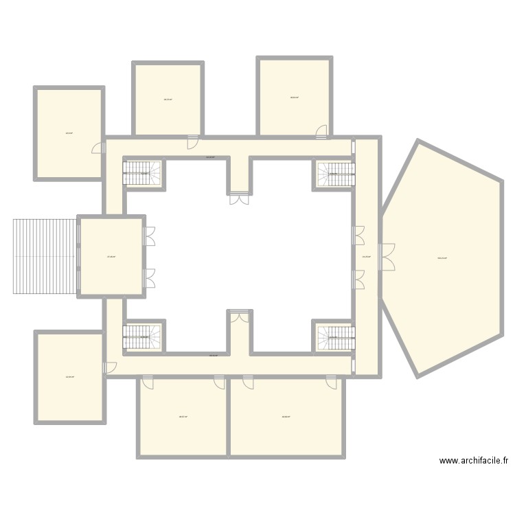 Faux plan de lycée: rez de chaussée. Plan de 15 pièces et 490 m2