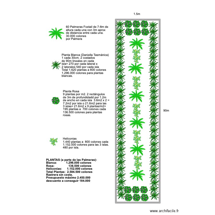 Bulevar. Plan de 1 pièce et 50 m2