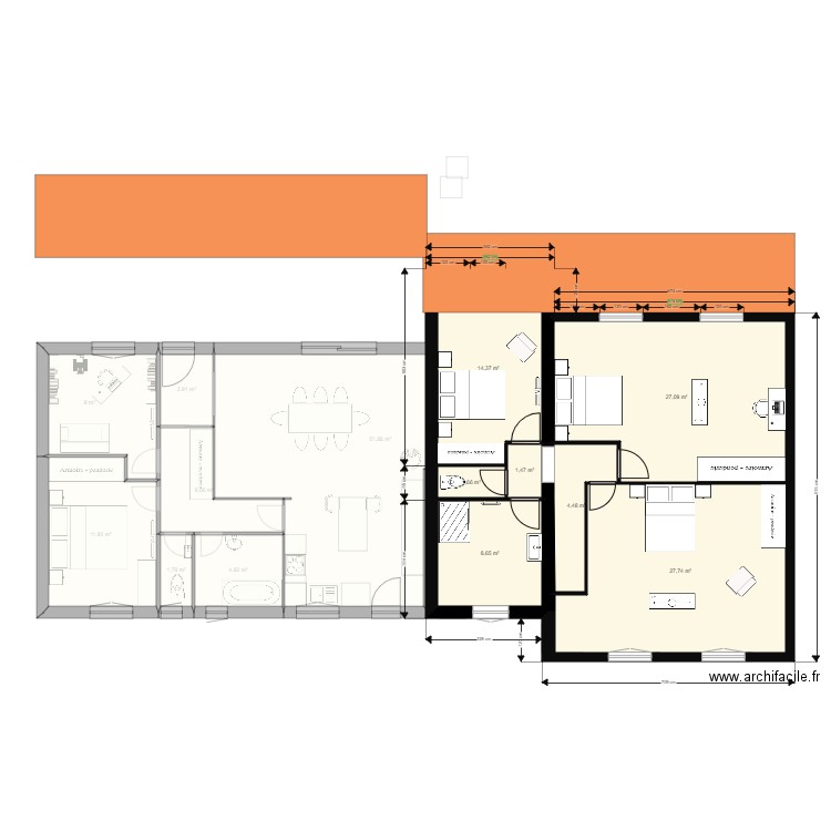 Façade et toit . Plan de 0 pièce et 0 m2