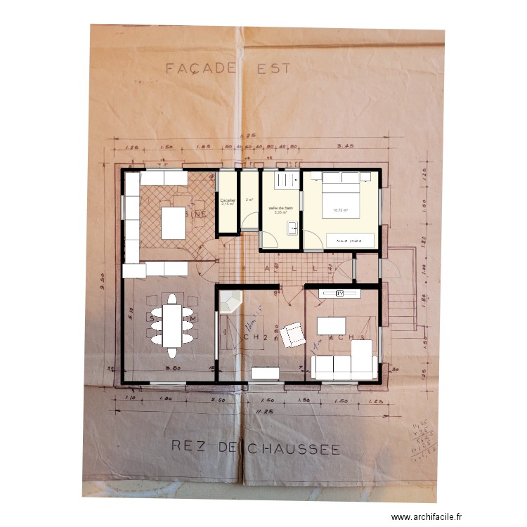 maison RDC gourlizon. Plan de 4 pièces et 20 m2