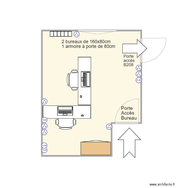 B207-56SP. Plan de 1 pièce et 12 m2