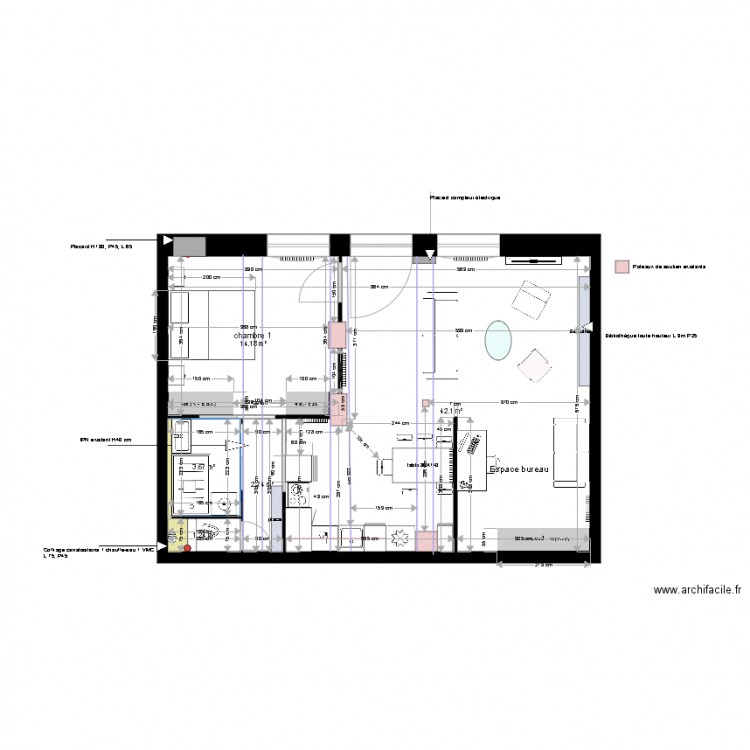 Plan projet définitif local Sarah Schneider  modifié le 13 12 17. Plan de 0 pièce et 0 m2