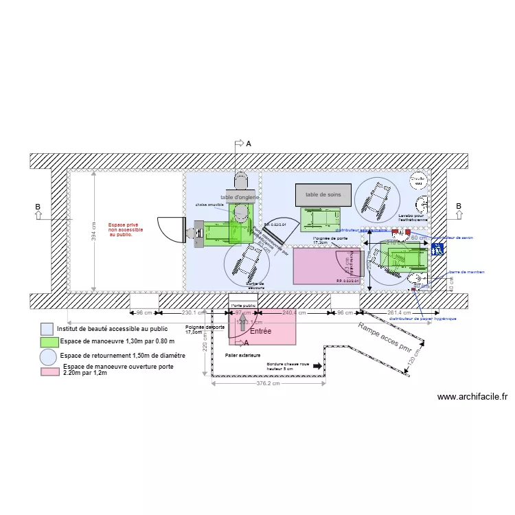 REZ CHAUSSEE sans douche. Plan de 