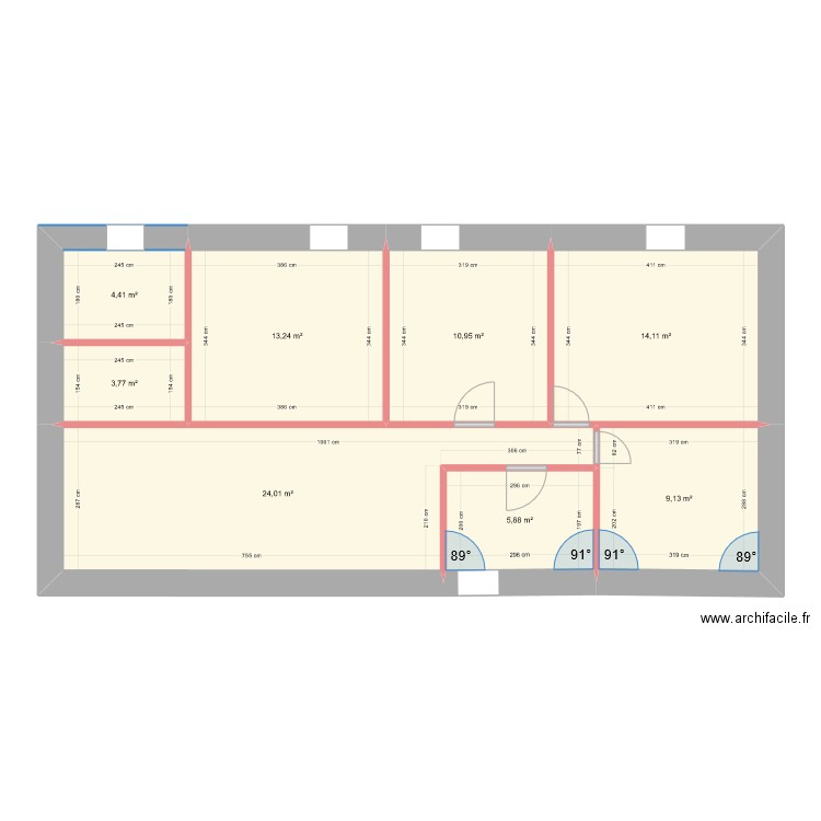 La Tour2. Plan de 19 pièces et 172 m2