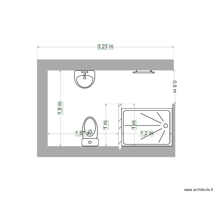 Salle de Bain Alex Haut. Plan de 0 pièce et 0 m2