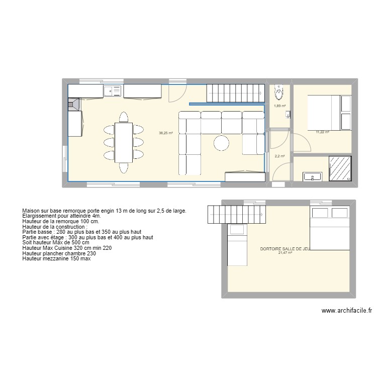plan tiny house. Plan de 0 pièce et 0 m2