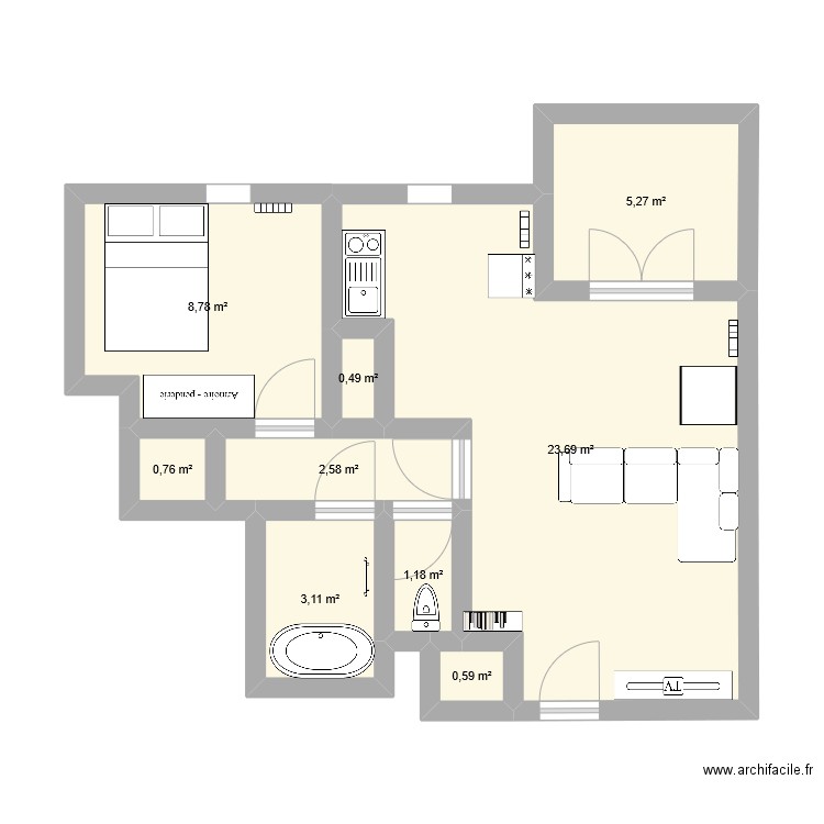 appart cournonn juste. Plan de 9 pièces et 46 m2