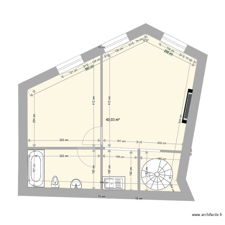 CH03160 1ER ETAGE AVANT TRAVAUX. Plan de 0 pièce et 0 m2