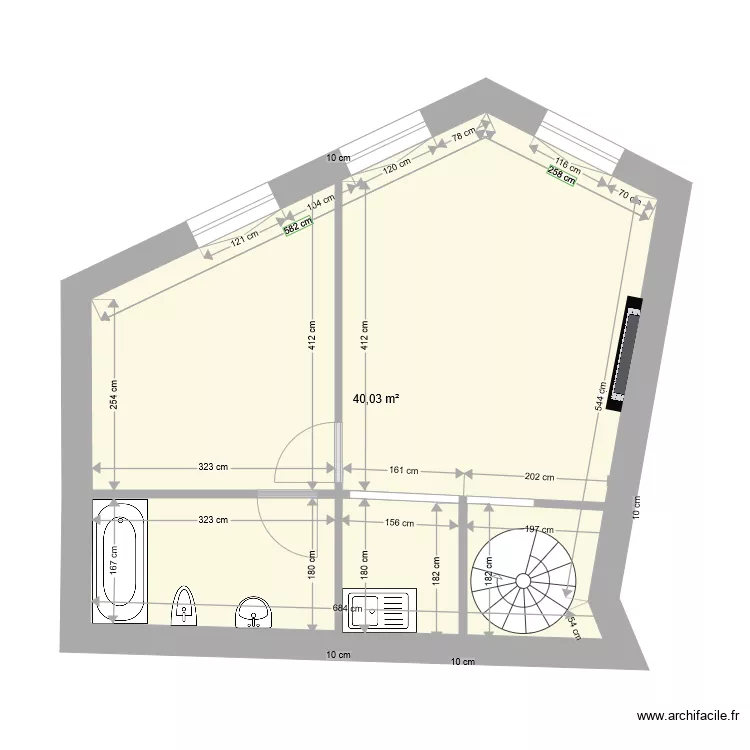 CH03160 1ER ETAGE AVANT TRAVAUX. Plan de 