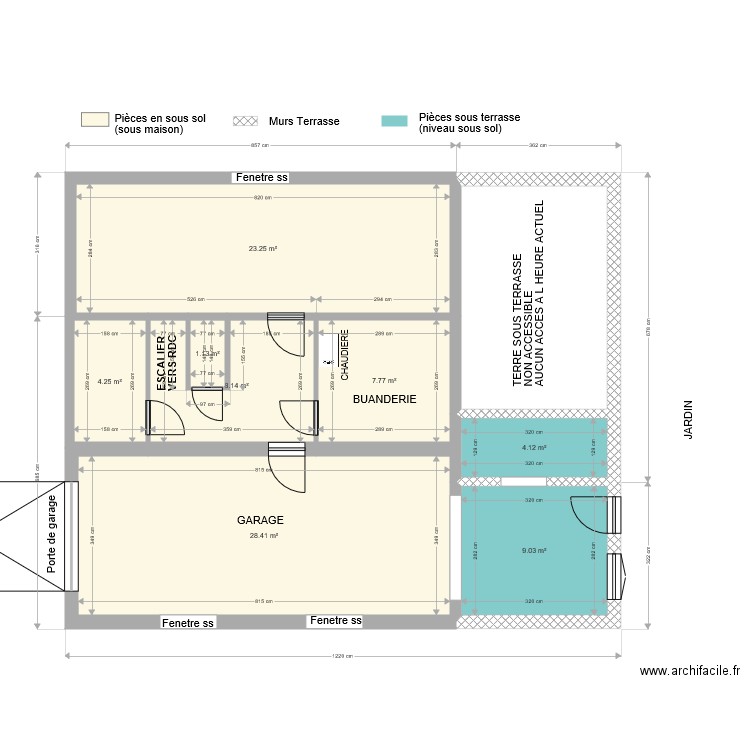 PLA SOUS SOL MUR. Plan de 0 pièce et 0 m2
