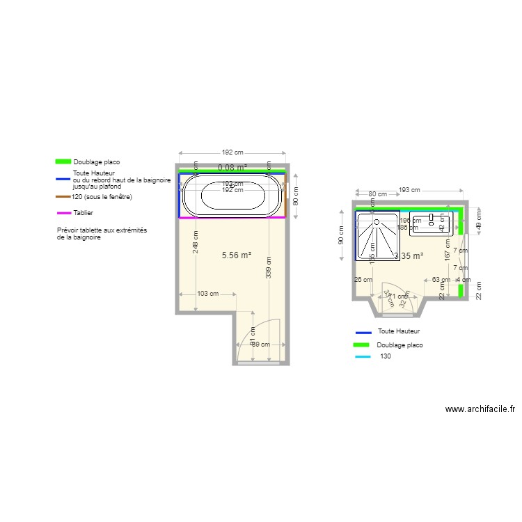 3 Deauville SDB SDD FAIENCE. Plan de 0 pièce et 0 m2