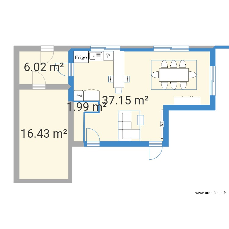 Salon cuisine garage. Plan de 0 pièce et 0 m2